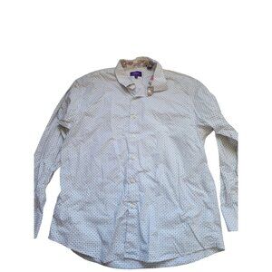 Tallia Polka Dot Collared Button Down Shirt Size XL Business Casual Wedding